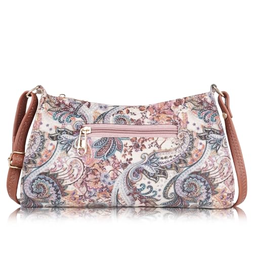 Image of DANIEL CLARK Women's Floral Print Shoulder Bag | PU Leather Sling Bag | Adjustable Strap | Lightweight Crossbody Purse for Daily Use, Travel