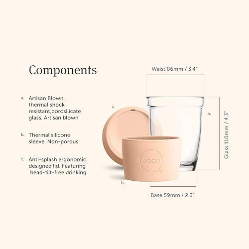 Miniatura 2 de JOCO - Taza de café de cristal reutilizable, 12 onza, Negro