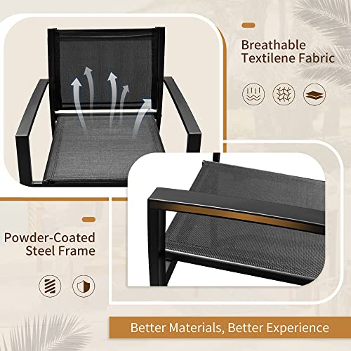 Flamaker 4 Pieces Patio Furniture Outdoor Furniture Outdoor Patio Furniture Set Textilene Bistro Set Modern Conversation Set Black Bistro Set With Loveseat Tea Table For Home, Lawn And Balcony (Black) #TOP2