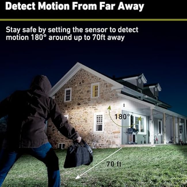 Good Earth Lighting LED Outdoor Security Flood Light in Bronze, Motion Activated, 1400 Lumens, Plug-in or Direct Wire Installation, 5000K Color Temperature, IP65 Rated