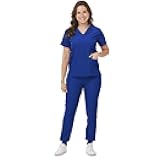Scrubs Set for Women Nurse Uniform V-Neck Top and Drawstring Jogger Pants with Multi Pocket Nurse Workwear