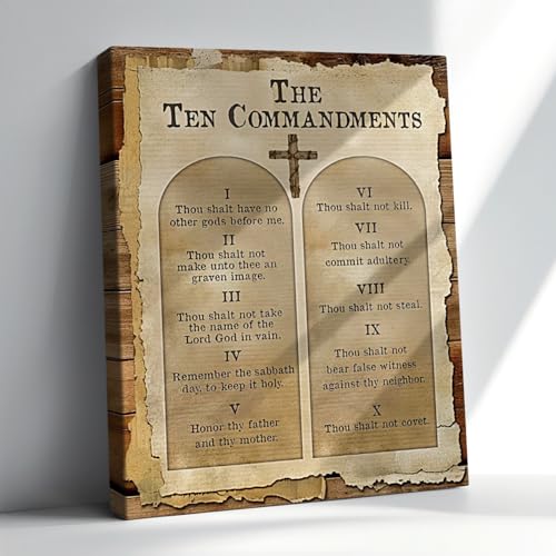 Koctwin 10 Commandments Wall Art Christian Canvas Vintage the Ten
