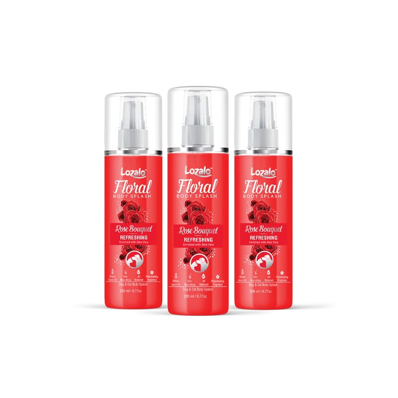 Lozalo Floral Dog Perfume Spray-600 Milliliter, Pack Of 3X200 Ml, Rose|Long Lasting Deodorant Spray For Dogs & Cats Of All Breeds|With Aloe Vera Extract & Wheat Germ Oil (B0CXB77T97) Amazon Price History, Amazon Price Tracker