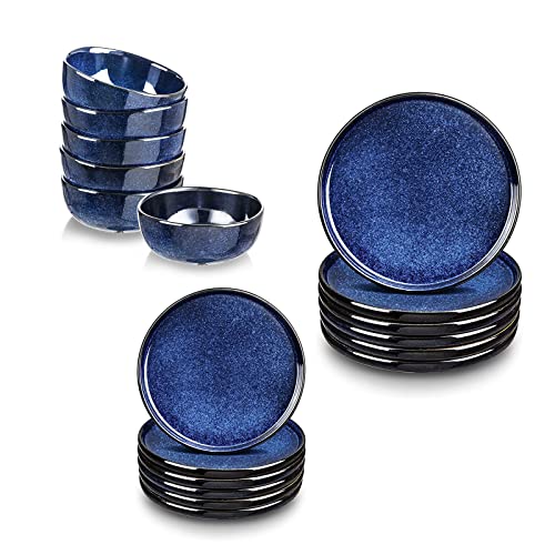 18-Piece Ceramic Dinnerware Set For 6, Vicrays Kitchen Dinnerware Set, Dinner Plates, Salad Plates, Bowls, Microwave, Oven, Dishwasher Safe, Scratch Resistant, Suitable For Home, Party, Restaurant #TOP7