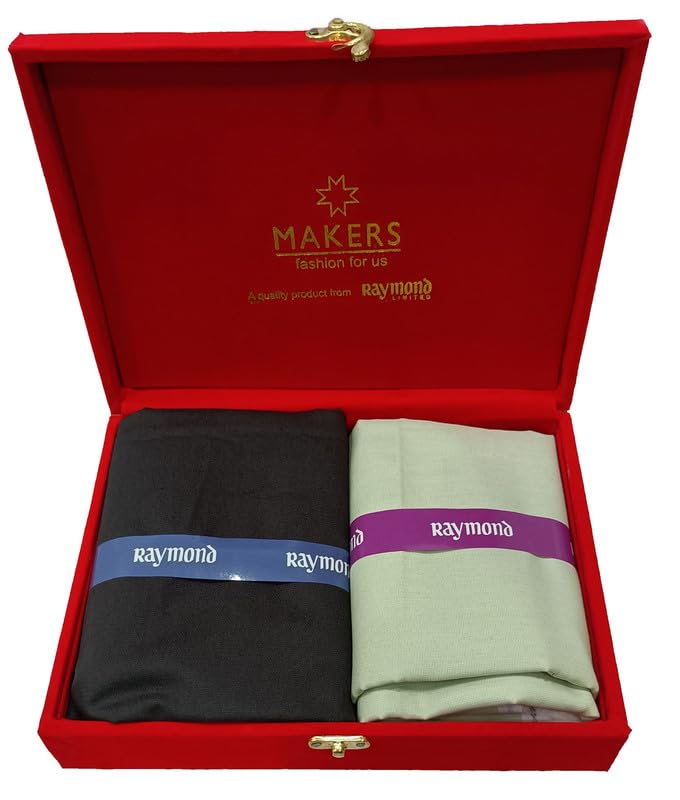 Raymond Fabrics Men's Cotton Shirt and Trouser Unstitched Fabric Set Combo-Velvet Gift Pack (Multicolour_Free Size) 16, Solid