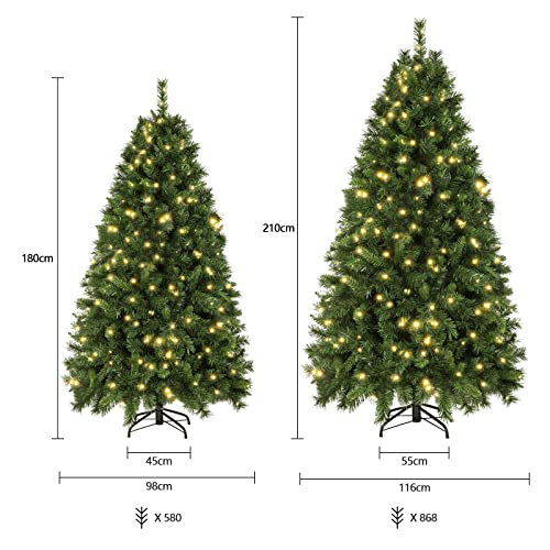 SALCAR Kunstkerstboom 210 cm met verlichting, 868 takuiteinden, incl. 550 LED verlicht en kerstboomstandaard - groen 2,1 m - Image 8