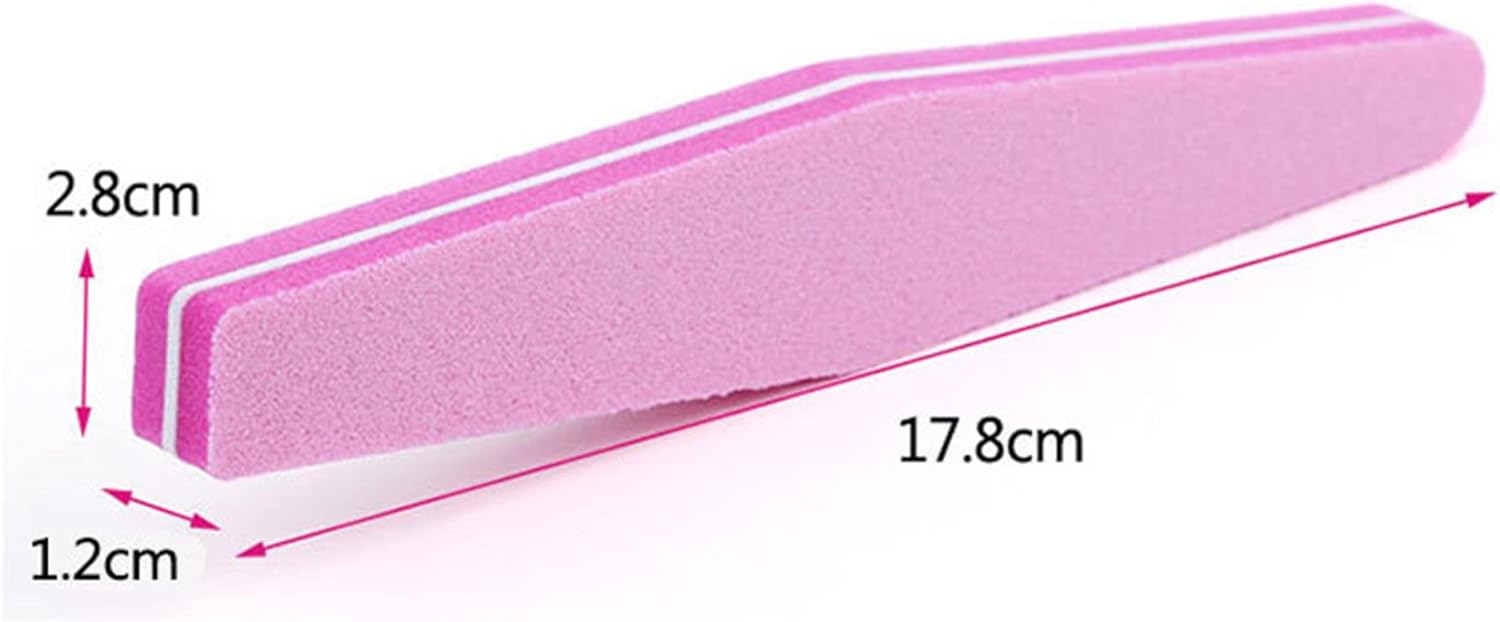 Nagelvijlen 10 Pcs, 100/180 Grit Dubbelzijdige Emery Board, Professionele Nagelvijlset Gebogen Vingernagelvijlen, voor Nagelverzorging en Styling (Roze)