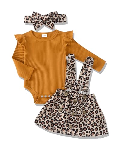 Image of Newborn Infant Baby Girl Dress Clothes Winter Outfits Top Romper Overalls Dresses Suspender Skirt Set for Girls