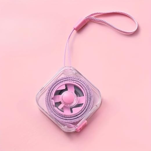 2m 6ft Mini Soft Tape Measure Portable Retractable Locking Mechanism Clear cm inch Scale for Tailoring Home Waist Chest Height Measurement Durable Storage Wipeable Case and Hanging Loop 粉色 1