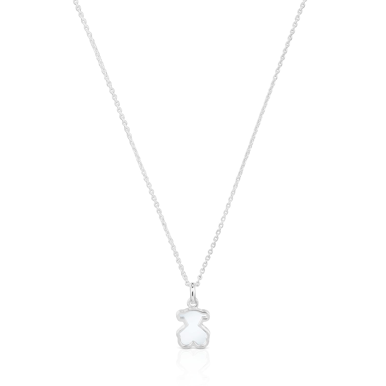 TOUS Collar Corto para Mujer de Plata de Primera Ley y Metacrilato blanco, Colección Galaxy