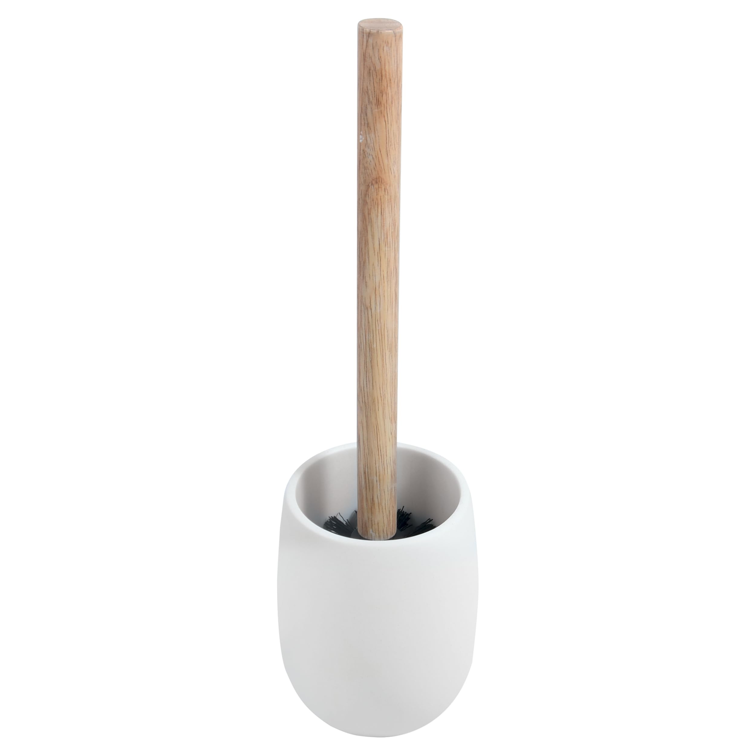 Spirella Sven Toilet Brush Set - Polyresin White Wood - Classic Design - Replaceable Head