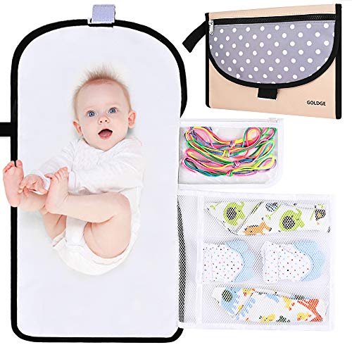 GOLDGE Cambiador Portátil de Pañales Plegable para Bebé, Portátil Cambiador para bebe Impermeable Kit Cambiador Bebe Viaje de Viaje Esterilla Lavable