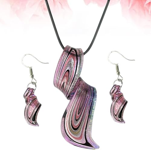 Miniatura 3 de Holibanna Aretes y collares en forma de espiral con colgante de cristal, joyería colgante, regalo para mujer, collar bohemio, aretes colgantes