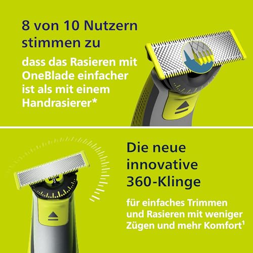 Philips OneBlade 360 Face & Body mit App-Anbindung - Elektrischer Bartschneider, Rasierer und Bodygroom mit 360-Technologie, verstellbarer 5-in-1-Trimmaufsatz, 1x Körper-Kit, Reiseetui, QP4631/65 4