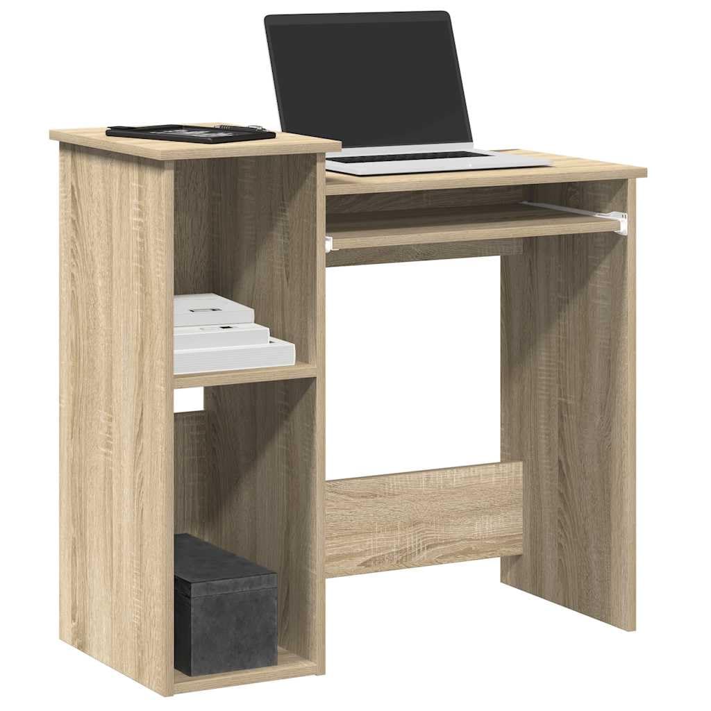 Schreibtisch in Sonoma-Eiche 84x40x78 cm mit integriertem Regal Moderner Computertisch klein und robust für Homeoffice Gaming Arbeitszimmer Schlafzimmer und Büro