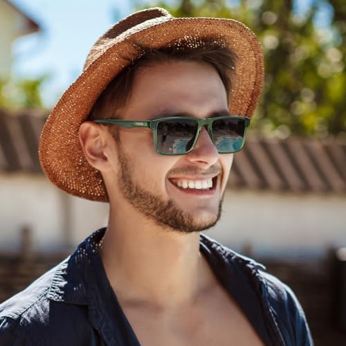Image of CARFIA Retro Acetate Mens Sunglasses Polarized Classic Square Sun Glasses CA62162