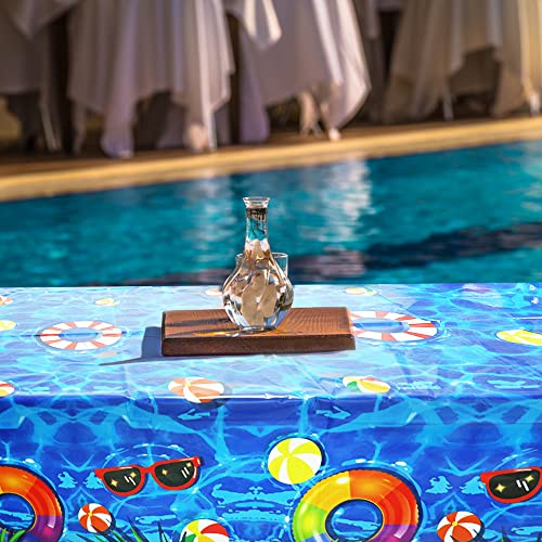 peony man 2 Pieces Pool Party Tablecloth Plastic Summer Table Cover Disposable Hawaiian Tablecloth for Beach Summer Birthday Swimming Pool Party Dining Table Decor by peony man - Used condition - Image 8