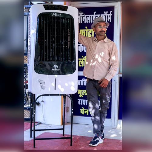 Image of Zambo Air Cooler Trolley Stand 2.5 Ft Height heavy duty Metal | Lockable Wheels | Rust and Dust Proof Powder Coating Finish Wing Nuts| Size 52x50x76 CM | (Black)