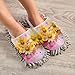 YEGAME Microfiber Kitchen Cleaning Slippers, Yellow Pink Flowers Soft Washable Reusable House Cleaning Slippers for Men Women, Dust Dirt Hair Microfiber Mop Cleaner Shoes, Medium