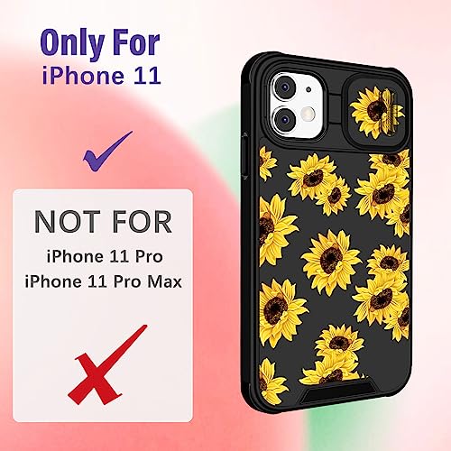 Image of Funermei (2in1 for iPhone 11 Case for Women Sunflower Cute Girls Phone Cover Floral Flowers Girly Pretty Aesthetic Sun Flower Unique Design with Camera Cover Funda for Apple for iPhone 11 Case