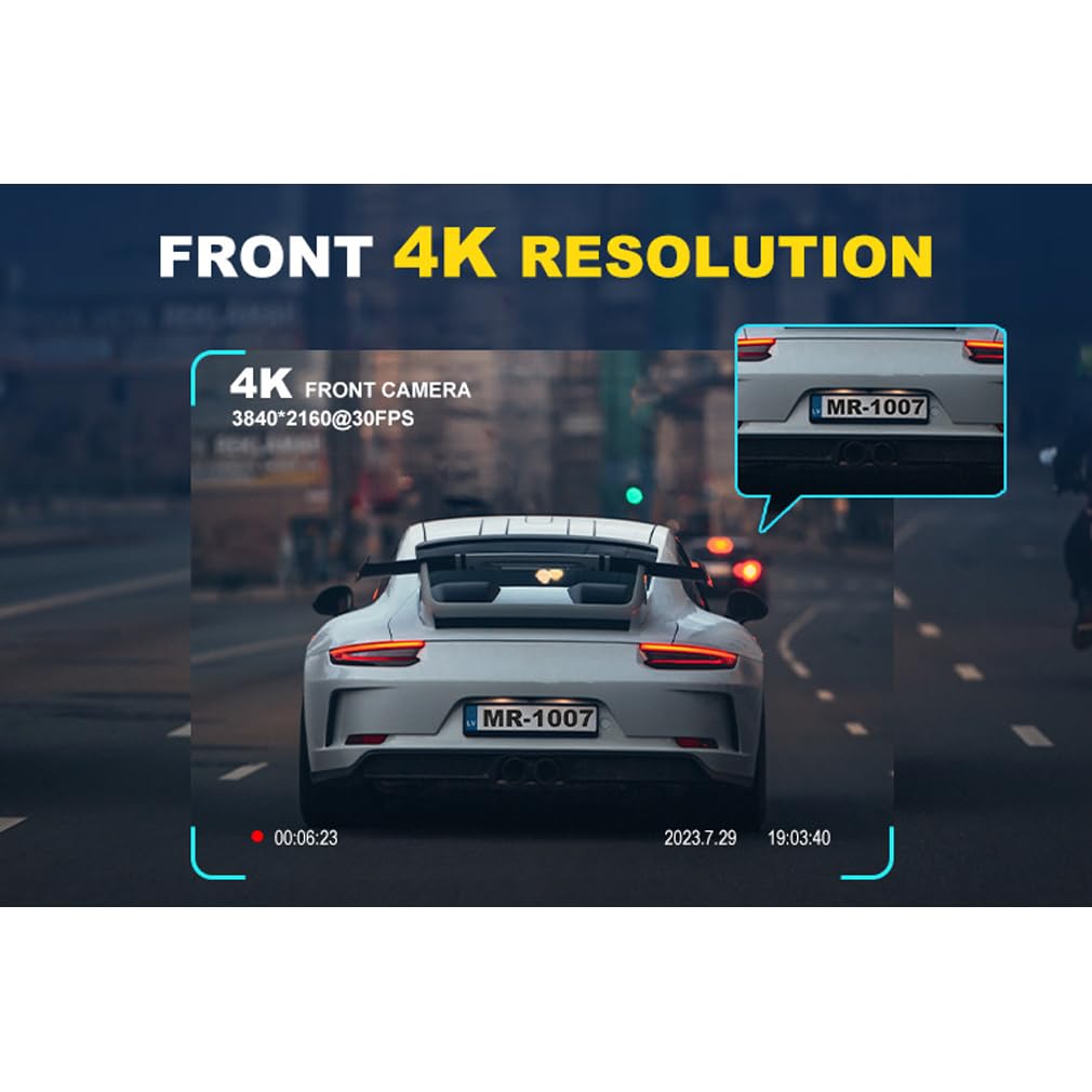 XRC TECH UHD 4K Dash Cam pour voiture Wifi intégré DVR avec enregistreur vidéo 170 degrés Support enregistrement en boucle Surveillance stationnement G-Sensor