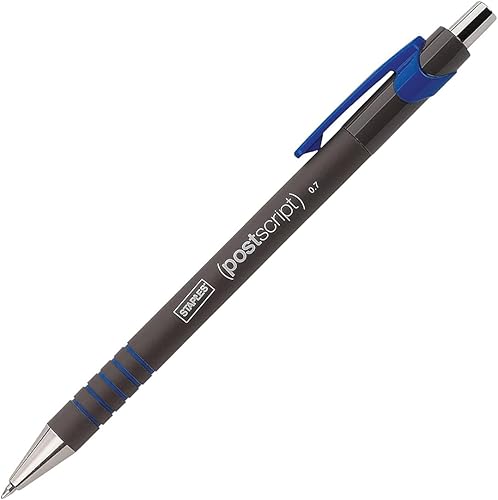 Miniatura 3 de STAPLES Postscript - Bolígrafos retráctiles, punta fina, tinta azul, 36/caja (18266-CCVS)