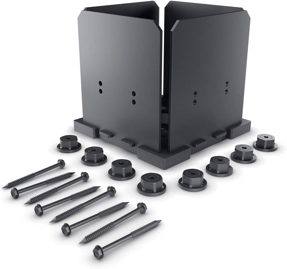 Ozco51709 Ironwood 8x8" Elevated Post Base Kit, Black Galvanized Steel (1 per Pack)
