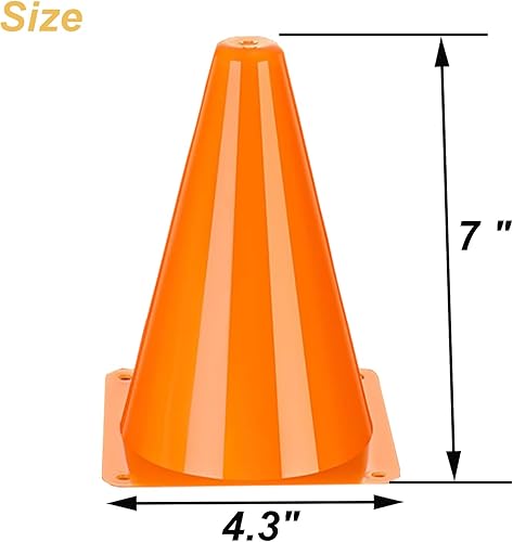 Miniatura 5 de Conos de fútbol para entrenamiento deportivo, agilidad, conos de campo, paquete de 12 conos de entrenamiento de 7 pulgadas con bolsa de malla, conos