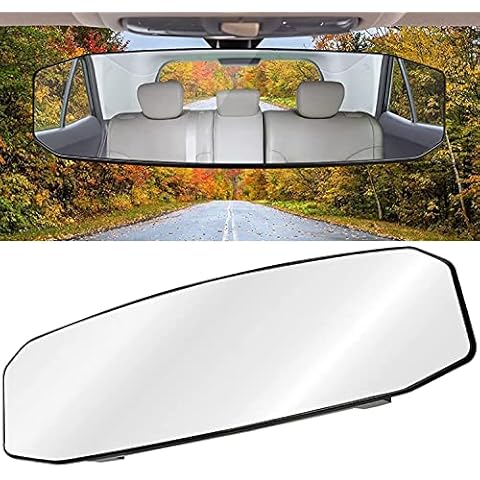 Wontolf 12x3.6'' Rear view Mirror Largest Panoramic Wide Angle Rearview Mirror On The Market Universal Interior Clip On Convex Rear View Mirror Lengthened Widened No Blind Spot for Car SUV Truck Boat Cover