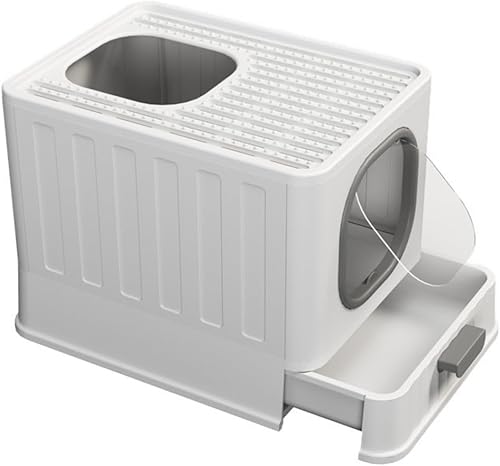 Sefoemut猫 トイレ 猫用トイレ本体 ネコトイレ 大容量 大型 砂の飛び散ら防止 掃除簡単 脱臭抗菌 組み立てしやすい 引き出し付き おしゃれ 人気 51*38*39cm (グリーン) (グレー)