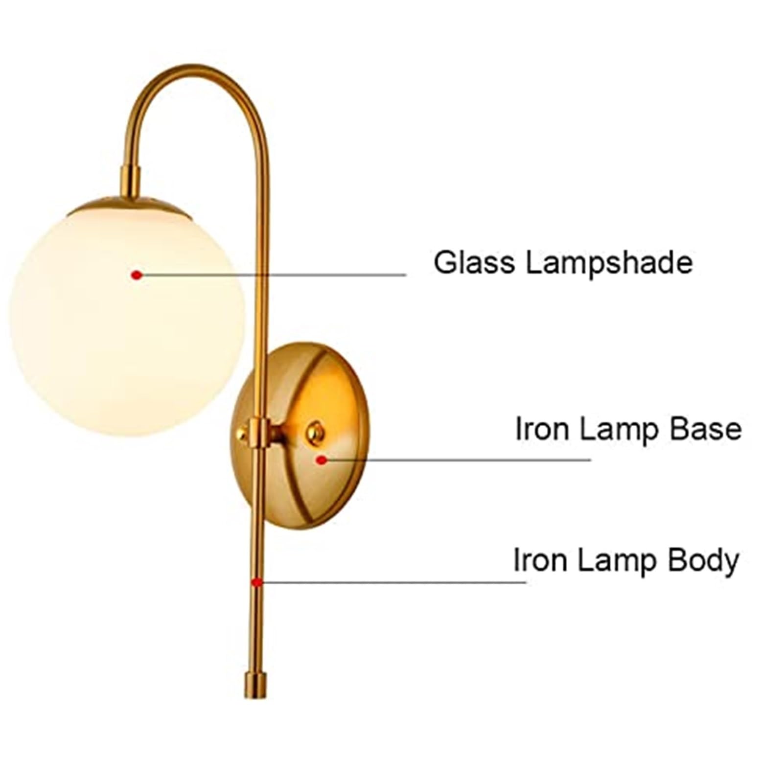 Lot de 2 Appliques Murales Industrielles Globe Style Vintage Éclairage Rétro Lampe Murale pour Miroir de Coiffeuse Rondes En Verre Lampe Murale pour Chambre Maison de Campagne Table de Chevet Res