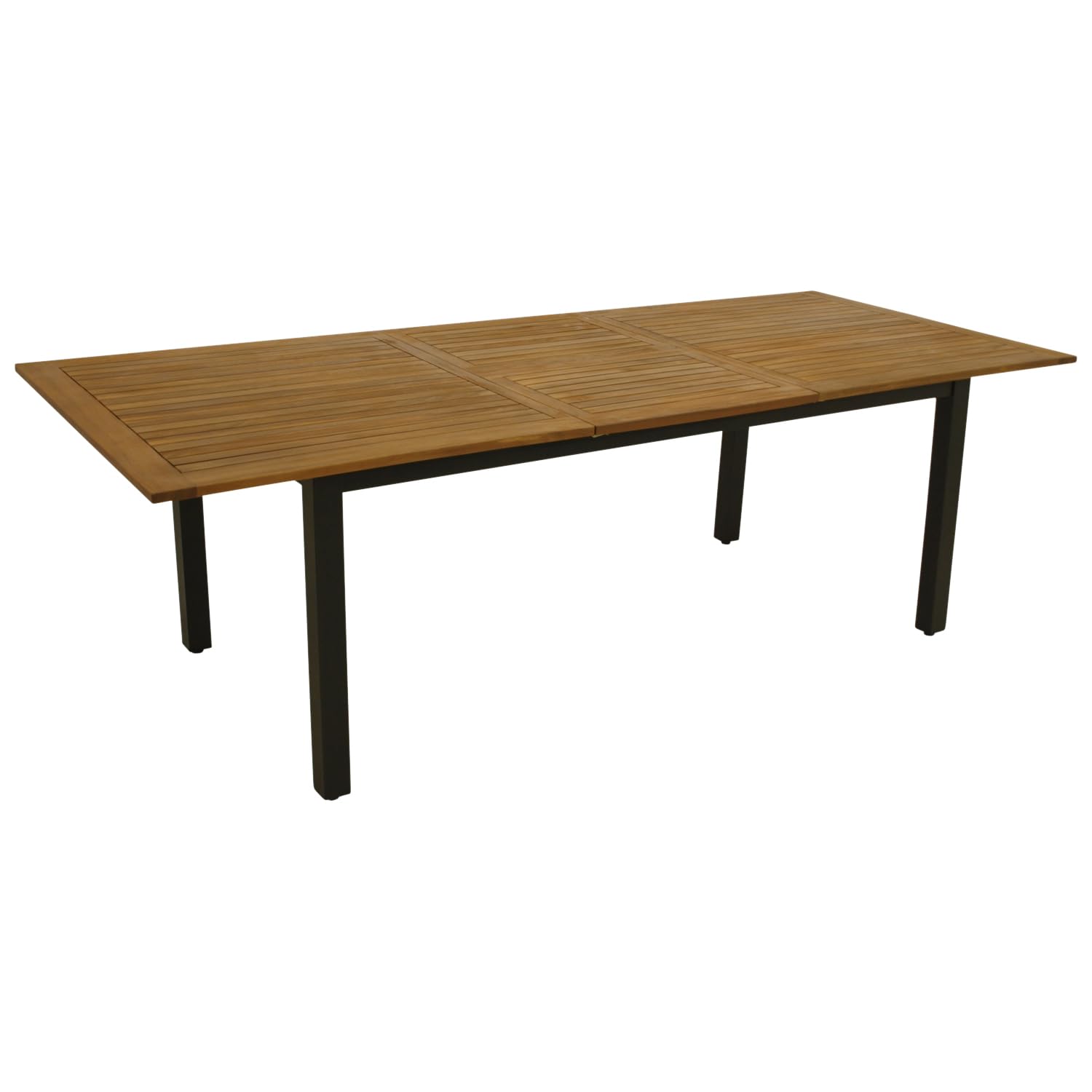 DEGAMO Gartentisch Ausziehtisch SARONNO 180/240x100cm, Aluminium anthrazit + Akazienholz geölt, Outdoor, FSC®-Zertifiziert
