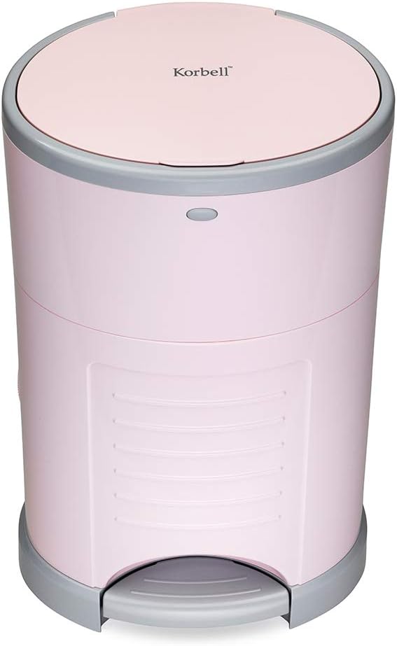 Korbell Standard 16 Litre, Hands Free Nappy Disposal Bin, Soft Pink