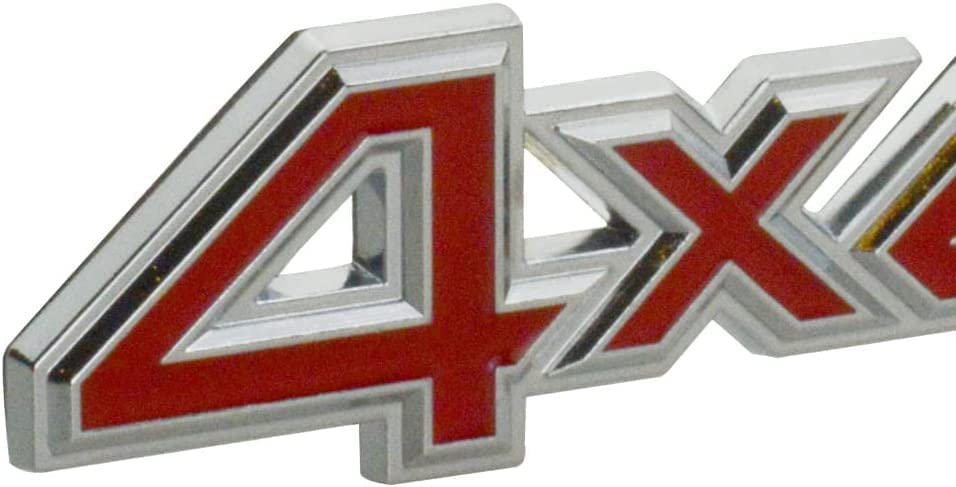Image of 2 pcs 4X4 Four-Wheel Drive Emblem Badge Fit for /SUV /Pickup 4Wd Universal Car Side Fender Trunk Emblem Badge Sticker Decals (Silver Red)
