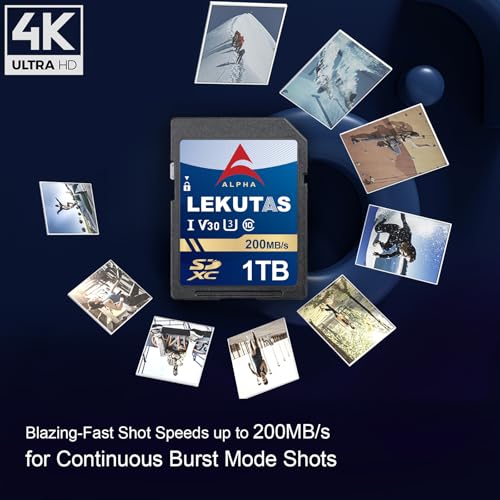 Image of 1T(999GB) SDXC UHS-I Memory Card - Up to 200MB /s Read Speed, C10, U3, V30, 4K UHD, Full-HD & 4K Video SD Card for Canon Nikon Sony Fujifilm DSLR Cameras or Mirrorless Cameras