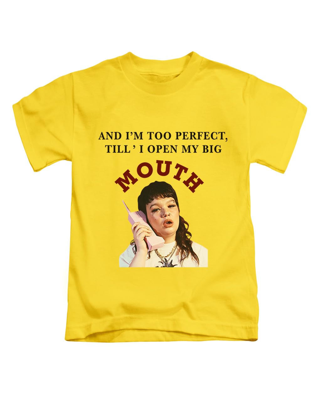 New Spirit Original Unisex Yellow I'm Too Perfect Text Lola Young Tee T-Shirt Funny T Shirt Top