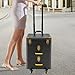 Rolling Makeup Train Case Travel Make Up Case Cosmetic Train Case Rolling Portable Makeup Case Beauty Train Case With Universal Wheels & Key For Hairdresser Makeup Artist (Black+Bronze)