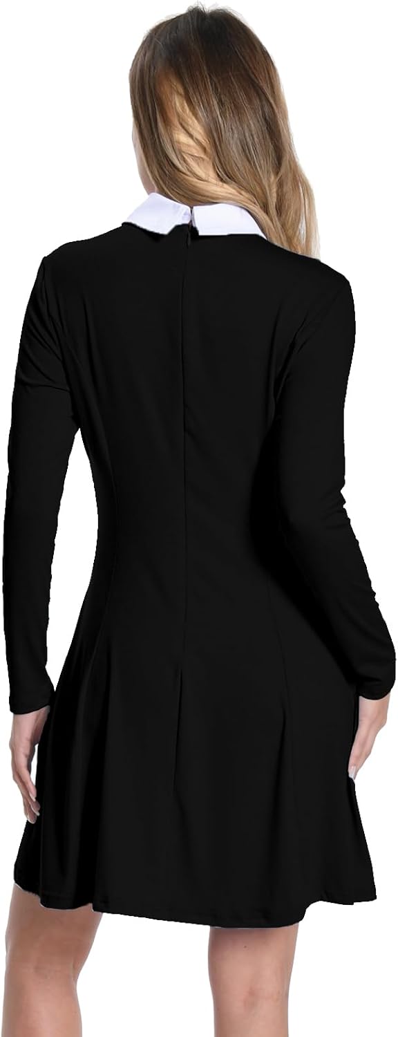 Women Casual Dress Peter Pan Collar Long Sleeve Classic Gothic Dresses - Image 3