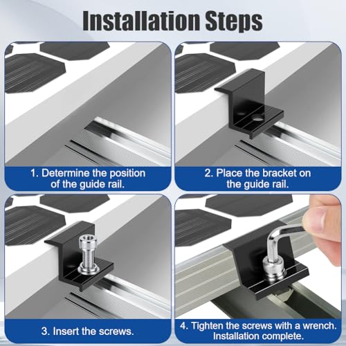 URAQT 8 Stück Solarmodul Klemmen, 30mm Solarmodul Halterung mit Inbusschlüssel, Aluminium PV Modul Endklemmen, Z Halter Befestigung Solarmodulhalter für Dächer Wände Boote Wohnmobile, etc