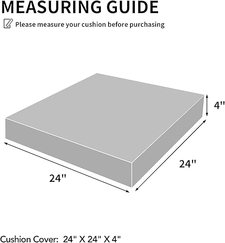 Miniatura 6 de Easy-Going Paquete de 4 fundas impermeables para cojines de patio de 24 x 24 x 4 pulgadas, fundas de cojín de repuesto antideslizantes para asientos