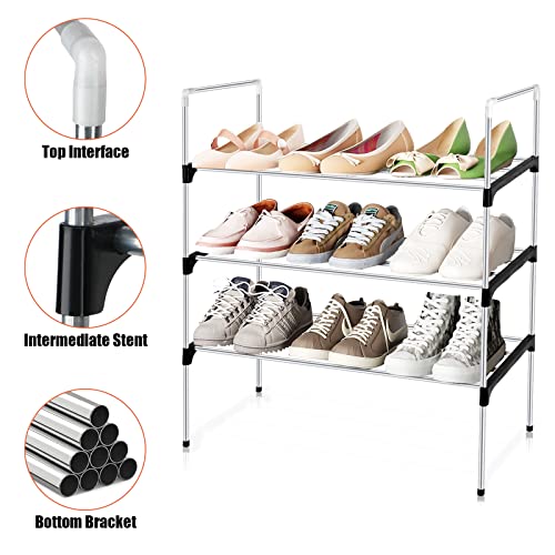 3 Tier Shoe Rack, Shoe Organizer, Sturdy Metal Narrow Shoe Rack, Easy Assembly Stackable Shoe Rack Space-Saving Shoe Storage Shelf Closet For Entryway,Closet, Garage, Bedroom, Cloakroom #TOP1