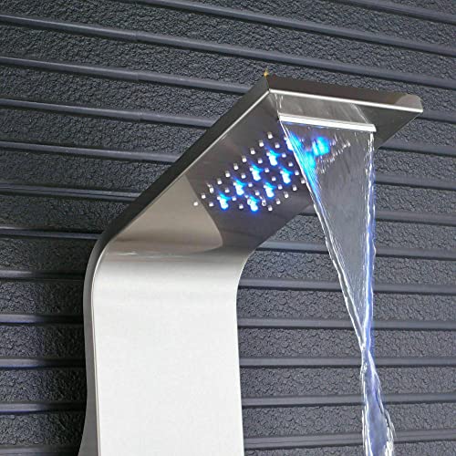 Columna de Ducha LED con Panel de Lluvia y Masaje Corporal - Acabado Mate, Material en Acero Inoxidable, Plástico y Bronce miniatura 7