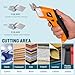 VLOXO Electric Scissors, Cordless Cardboard Cutter Power Fabric Scissors Mini Box Cutter with Blades Rechargeable Multi-Tool for Crafts Leather Cardboard Carpet Plastic Include Case Yellow