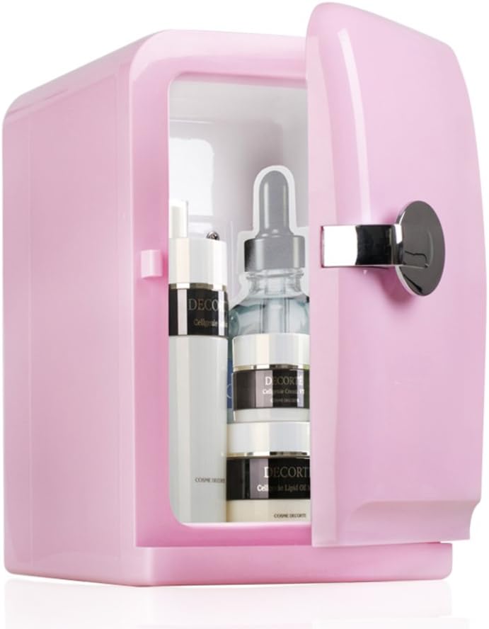 DULPLAY Car Refrigeration Mini Fridge,5l Beverage Cooler For Home, Office And Car Single Door Mini Compact Refrigerator-pink 31.5x28x19cm(12x11x7inch)