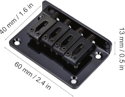 Miniatura 4 de Bnineteenteam Puente de guitarra eléctrica, puente de metal fijo para sillín rígido para caja de cigarrillos de 4 cuerdas, Ukelele de bajo con juego