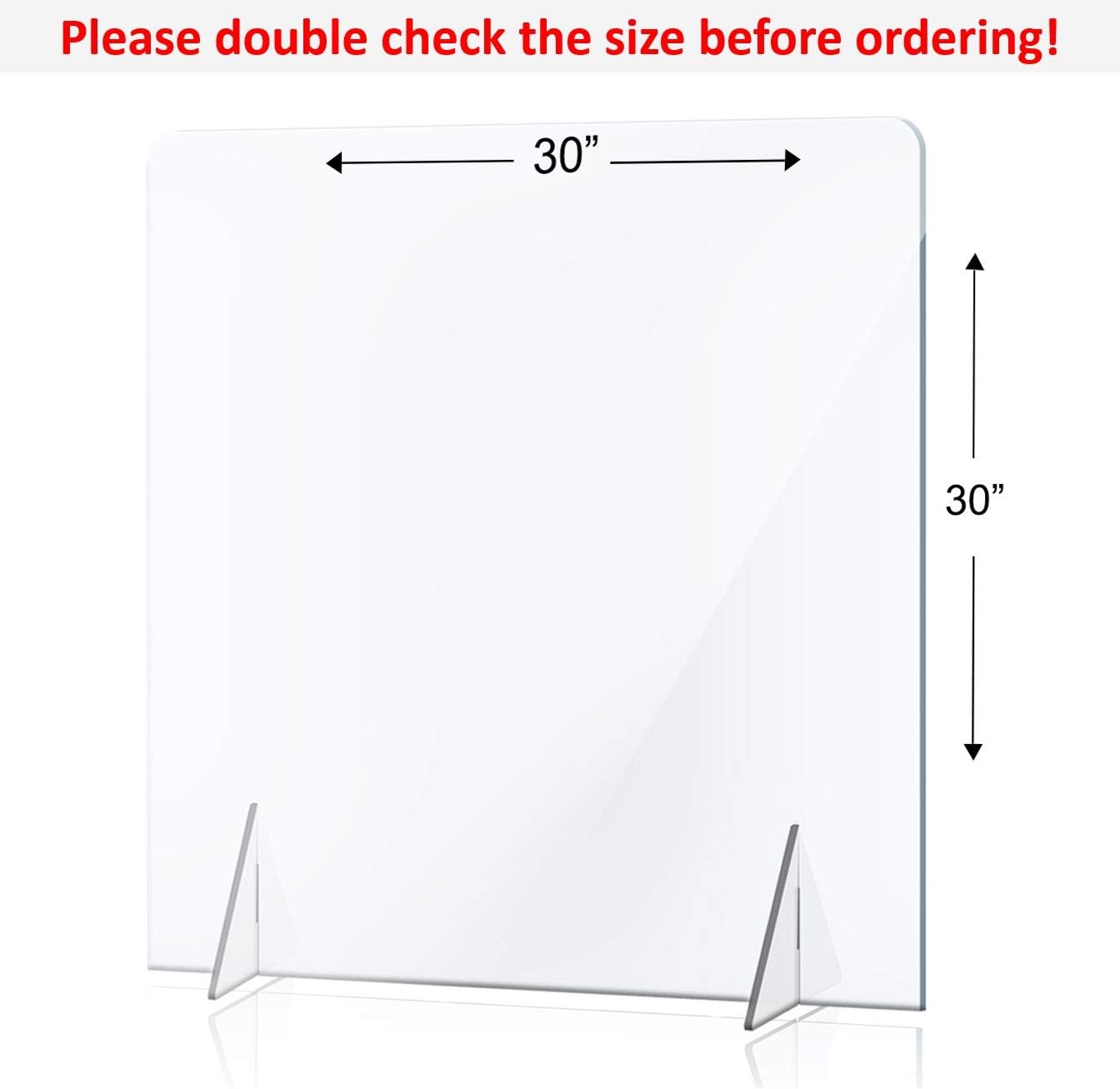 Flash Deals - 60% OFF No Opening Sneeze Guard Panel for Counter and Desk, No Cutout Protective Plexiglass Shield, No Hole for Business, Office, School (30W x 30H) Hottest Sales No Opening Sneeze Guard Panel for Counter and Desk, No Cutout Protective Plexiglass Shield, No Hole for Business, Office, School (30W x 30H)