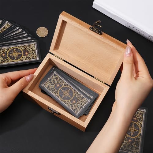 Boîte de rangement tarot hêtre gravé Soleil cadeau idéal pour tarologue