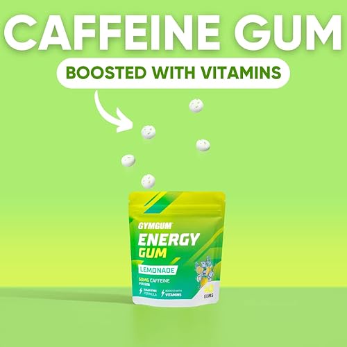Miniatura 4 de GYMGUM Energy Goma de mascar de cafeína  50 mg de cafeína por goma + complejo de vitamina C + B  Goma de mascar con cafeína potenciada con vitaminas
