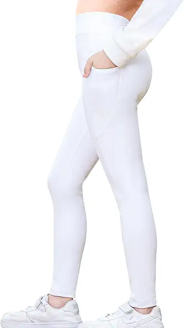 Kids Girls High Waist Sports Leggings with Phone Pocket - Yoga Pants