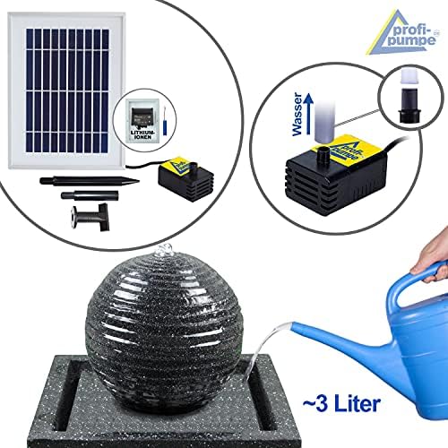 5. Bild von Solar Gartenbrunnen Brunnen Zierbrunnen Zimmerbrunnen Springbrunnen Brunnen mit LED-Licht und Li-Ion-Akku Wasserfall Wasserspiel (Solar - Gartenbrunnen MODERN-2 mit LED-Licht)
